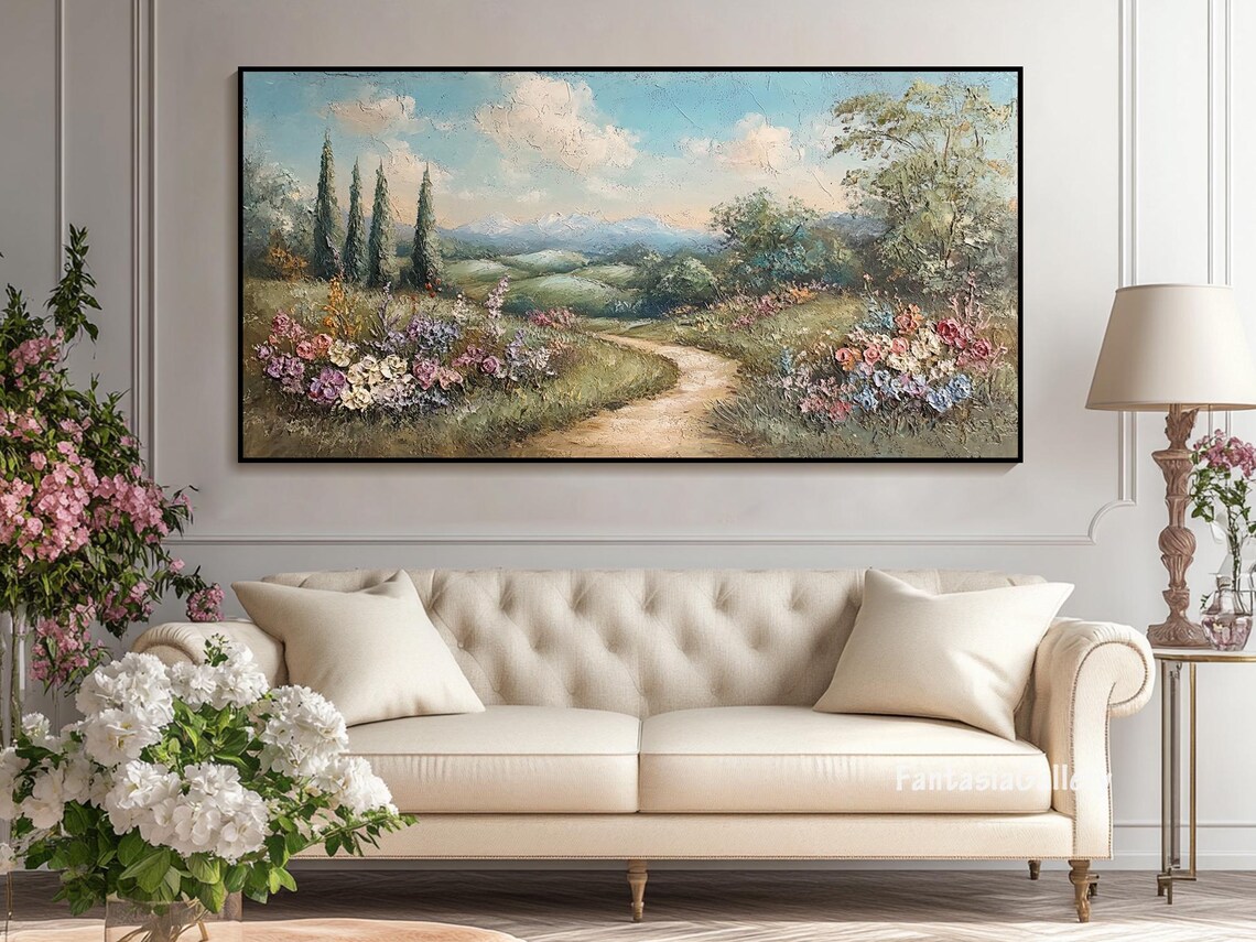Landscape Painting Oil Painting On Original Colorful Wildflowers Acrylic Painting Bed Room Wall Art Framed Wall Art Abstract Wall Art - Image 3