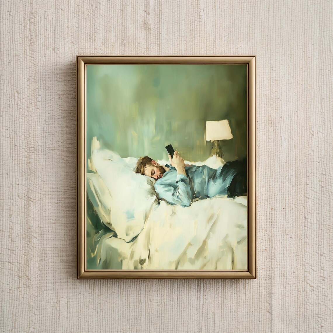 Man Sleeping Portrait, Abstract Vintage Decor