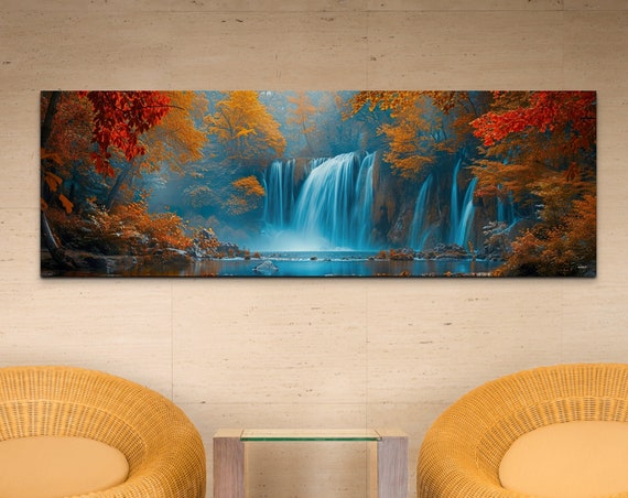 Panoramic Waterfall Wall Art Nature Wall Art Waterfall Art Panoramic Wall Art Large Wall Art