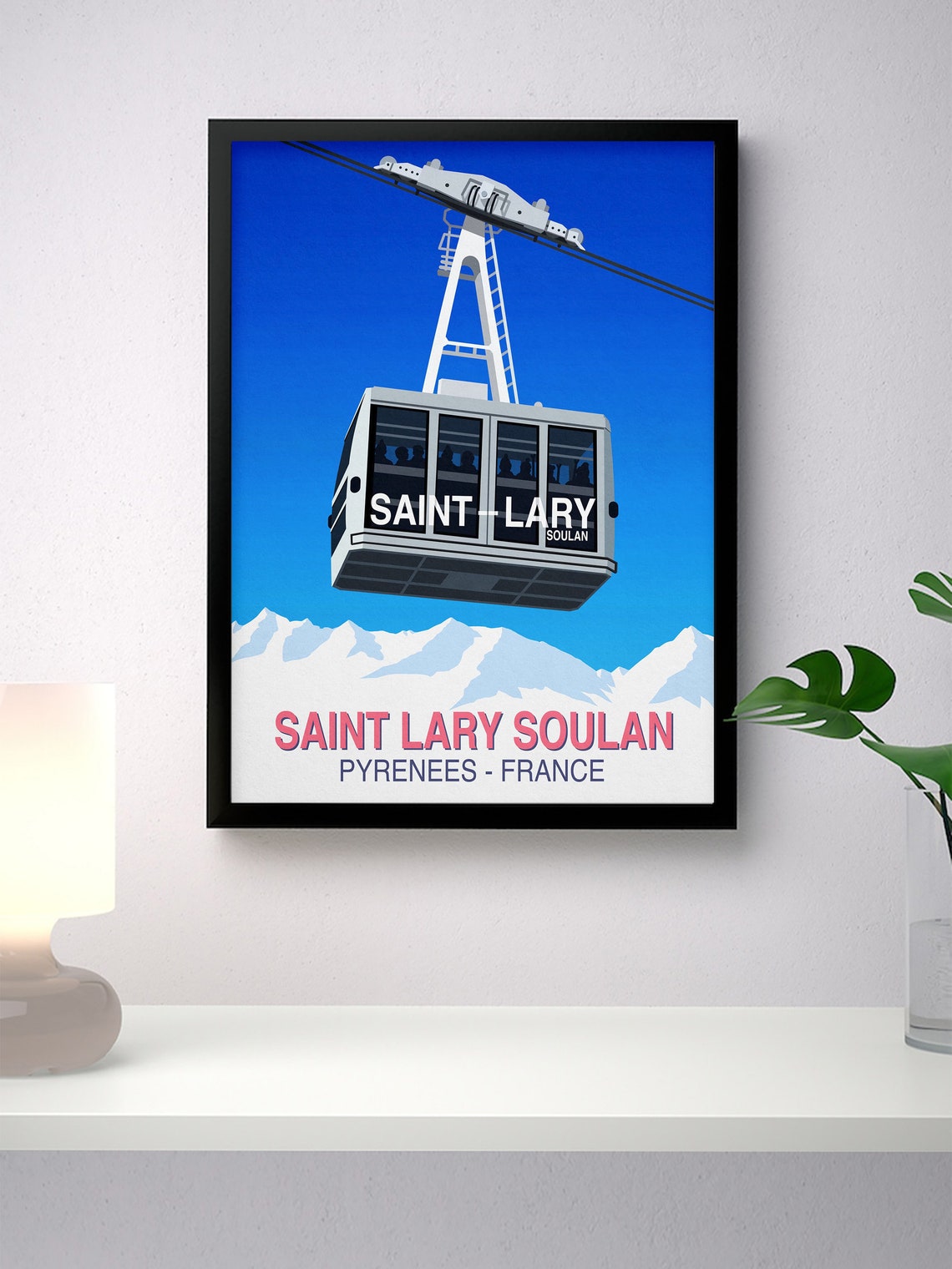Saint Lary Soulan Pyrenees France Cable Car Mountain View Ski Poster - Image 4