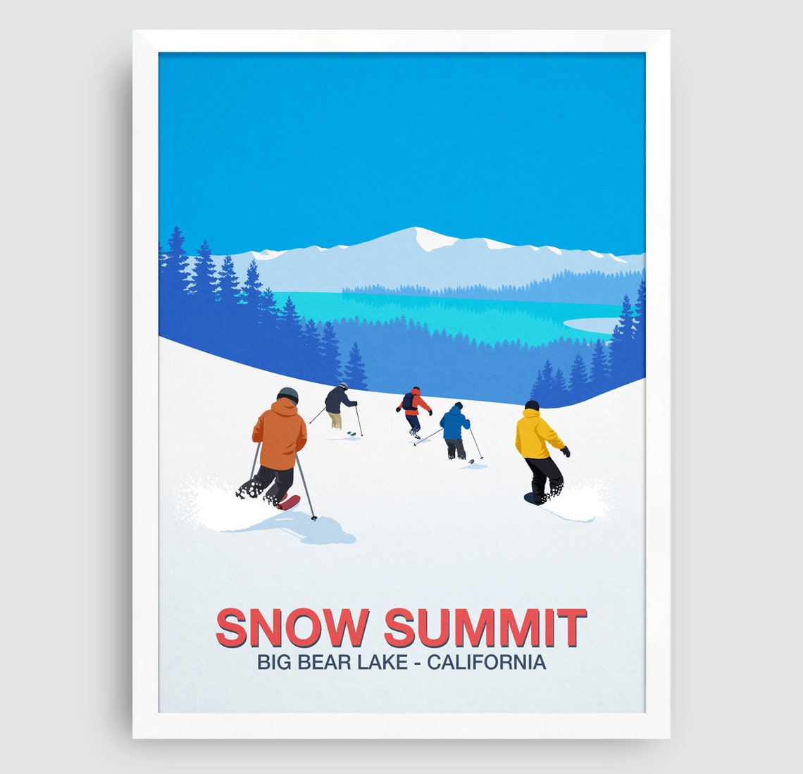 Snow Summit Big Bear Lake Ski Poster California Group Slopes Art - Image 3
