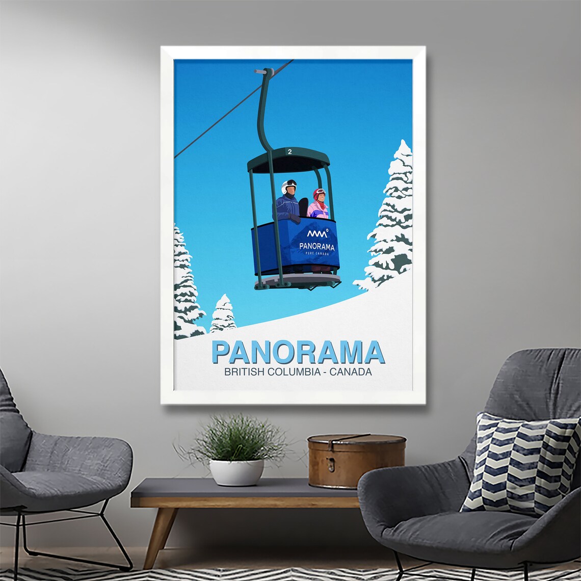 Panorama Ski Resort Travel Poster, Ski Resort Art Print - Image 2