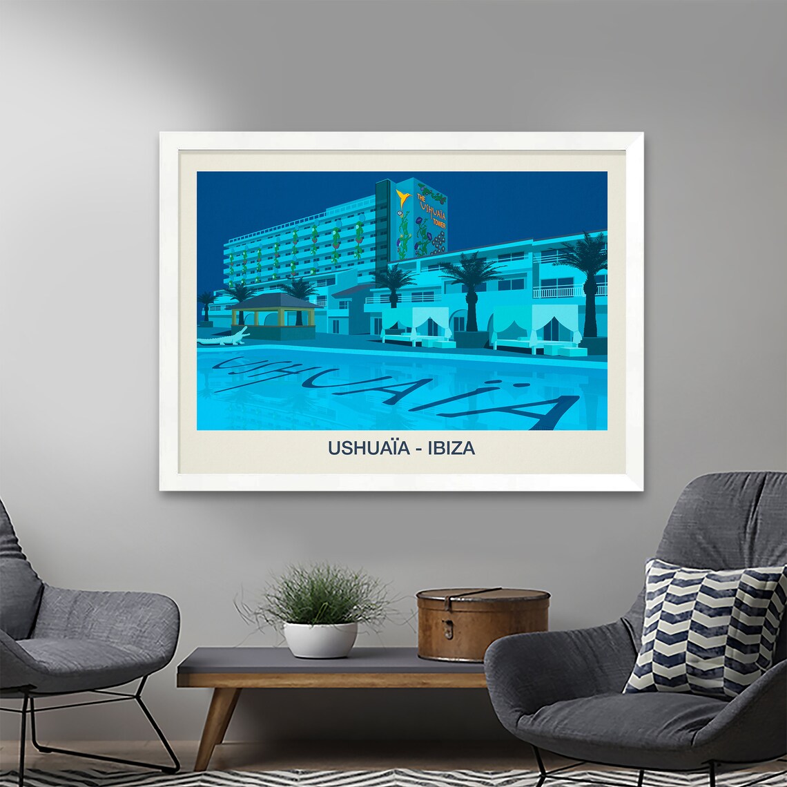 Ushuaia Ibiza Poster with Hotel Pool and The Ushuaia Tower at Night - Image 2