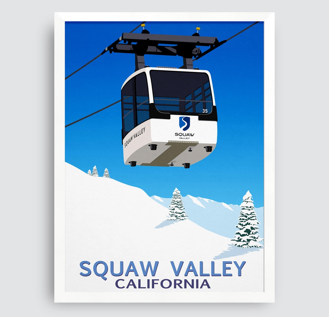 Squaw Valley California White Gondola Ski Resort Travel Poster - Image 3