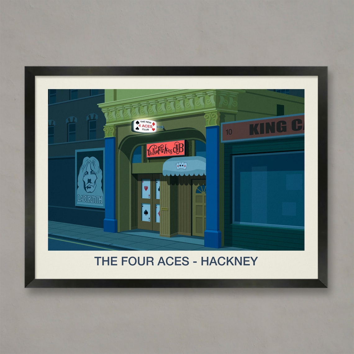 The Four Aces Hackney Nightclub Poster Playing Cards Venue Art
