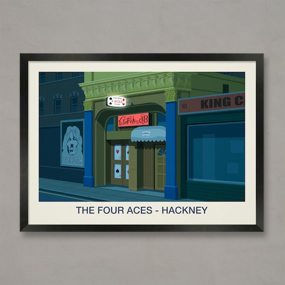 The Four Aces Hackney Nightclub Poster Playing Cards Venue Art