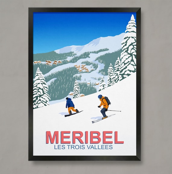 Meribel Ski Resort Travel Poster, Ski Print