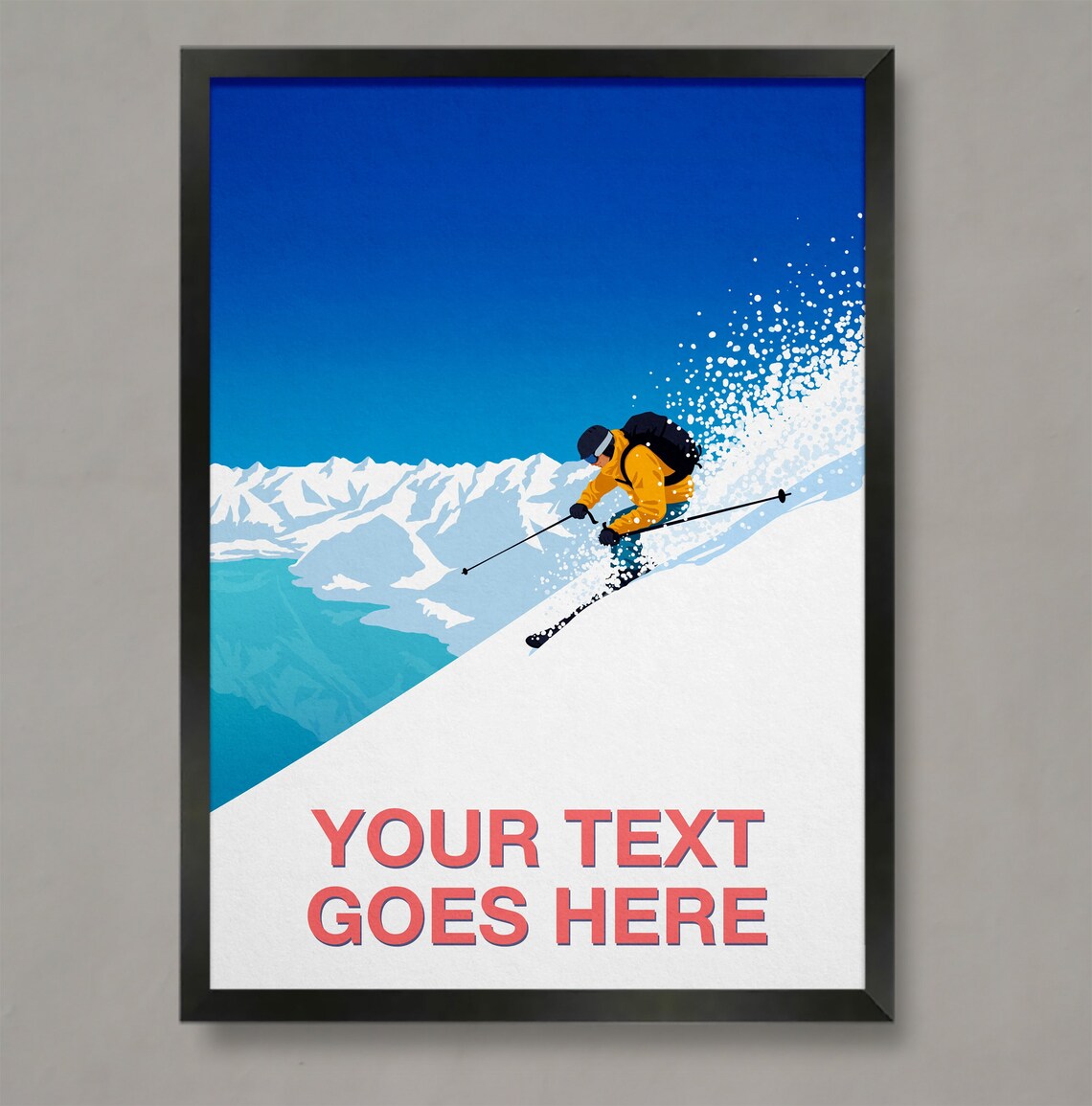 Personalised Ski Art Poster, Custom Ski Gift