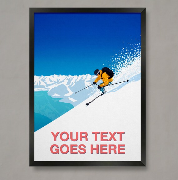Personalised Ski Art Poster, Custom Ski Gift