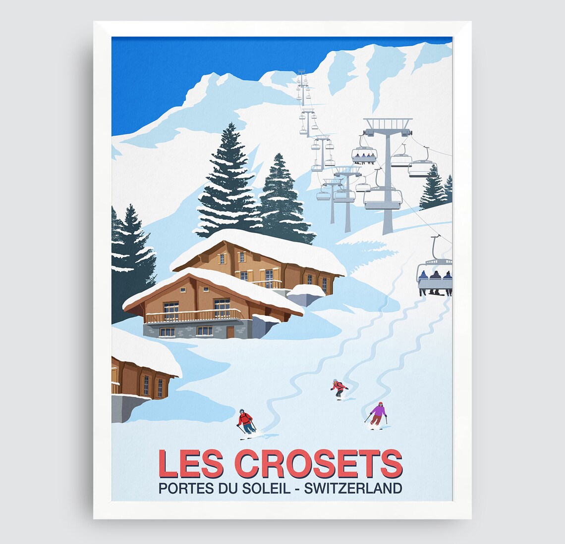 Les Crosets Ski Resort Travel Poster, Ski Print - Image 3