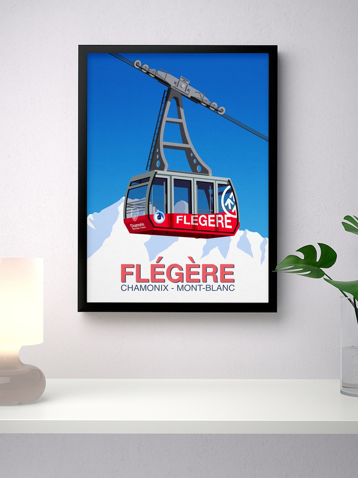 Flegere Chamonix Mont Blanc Red Gondola Cable Car Travel Poster - Image 4
