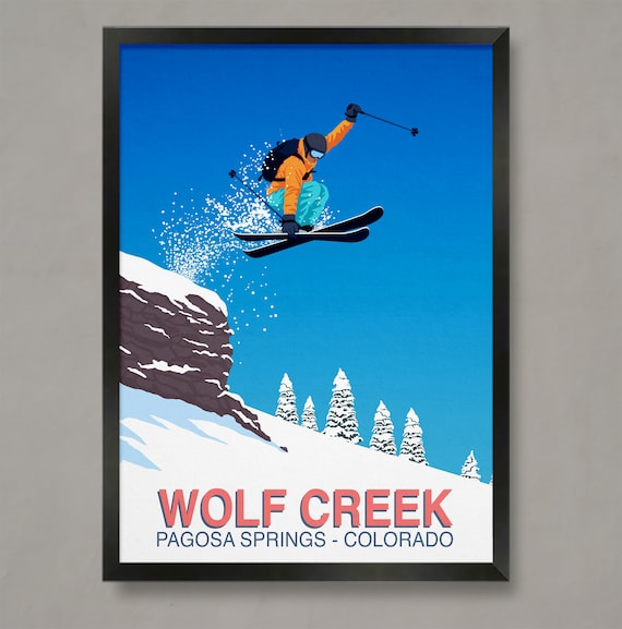 Wolf Creek Pagosa Springs Colorado Skier Air Jump Cliff Powder Ski Poster