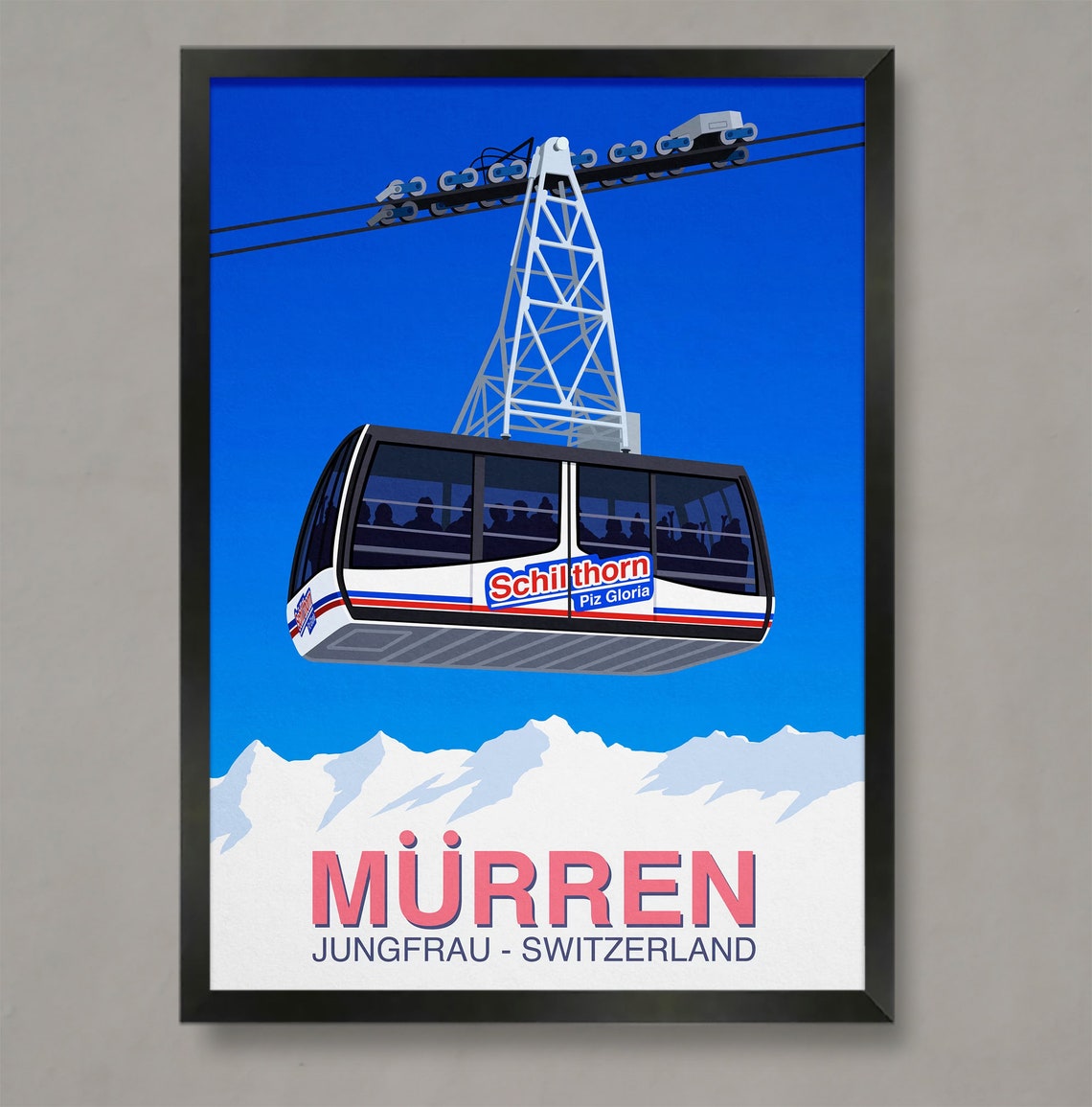 Murren Jungfrau Switzerland Schilthorn Piz Gloria Cable Car Ski Poster