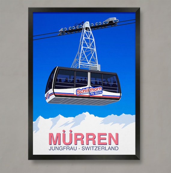 Murren Jungfrau Switzerland Schilthorn Piz Gloria Cable Car Ski Poster