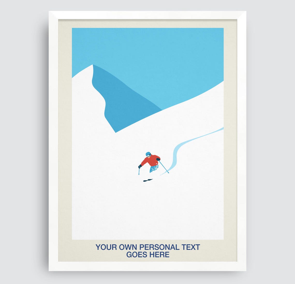 Customisable Personalised Powder Skier Skiing Gift Art Poster - Image 4