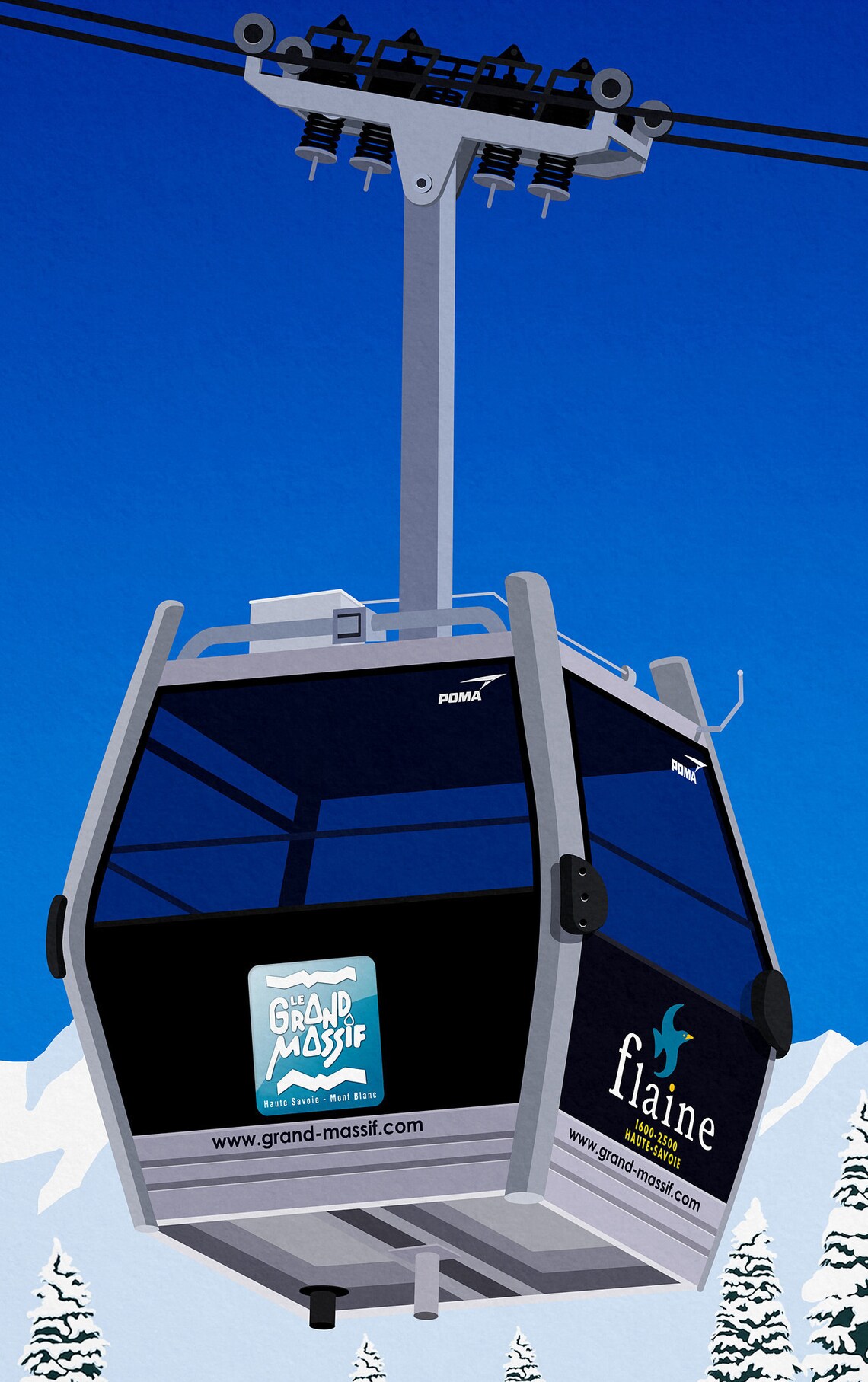 Flaine Ski Resort Travel Poster, Ski Resort Print - Image 2