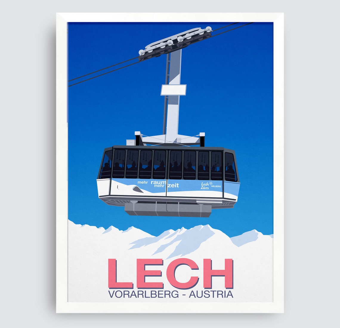 Lech Vorarlberg Austria Cable Car Mehr Raum Zeit Retro Ski Poster - Image 3