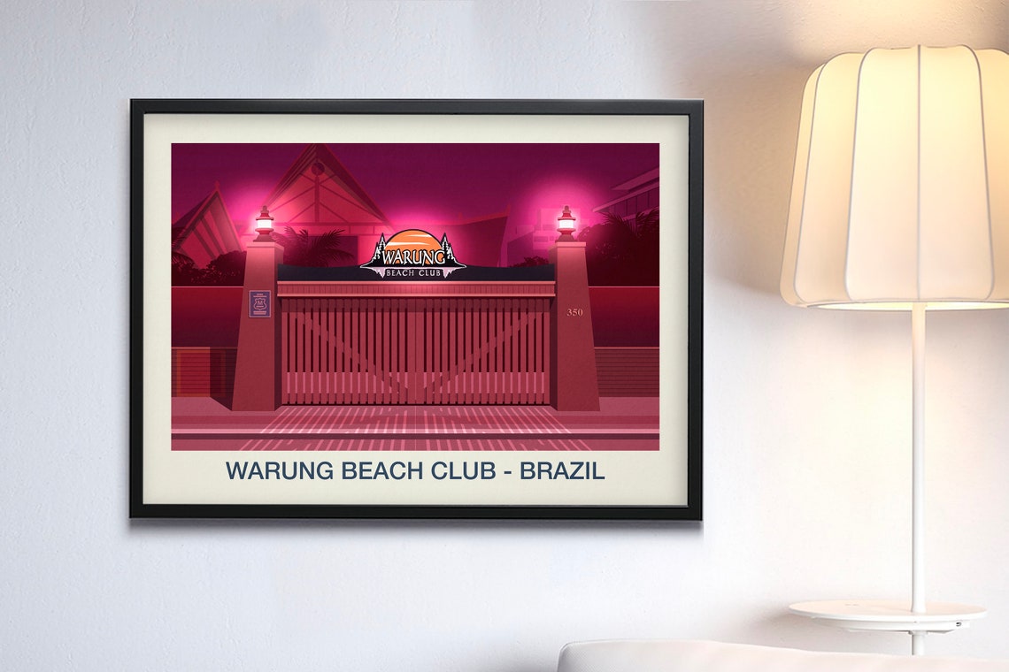 Warung Beach Club Brazil Neon Electronic Music Nightclub Wall Art - Image 3
