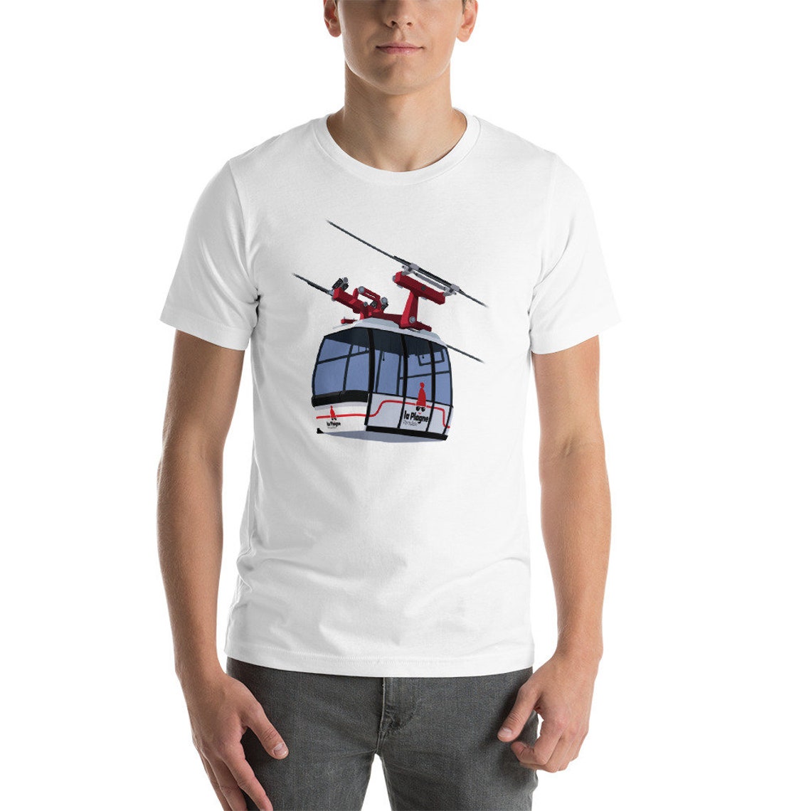 La Plagne Gondola Vintage Graphic Tee Short Sleeve Art Print - Image 4