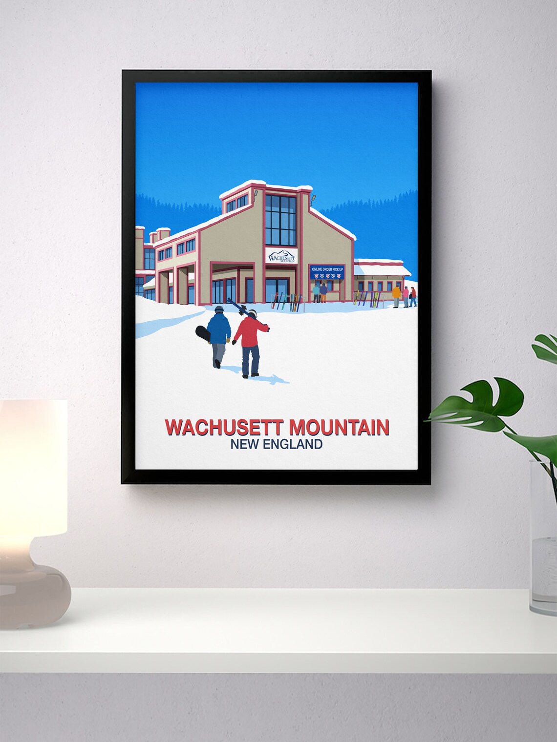 Wachusett Mountain New England Ski Lodge Vintage Travel Poster - Image 3