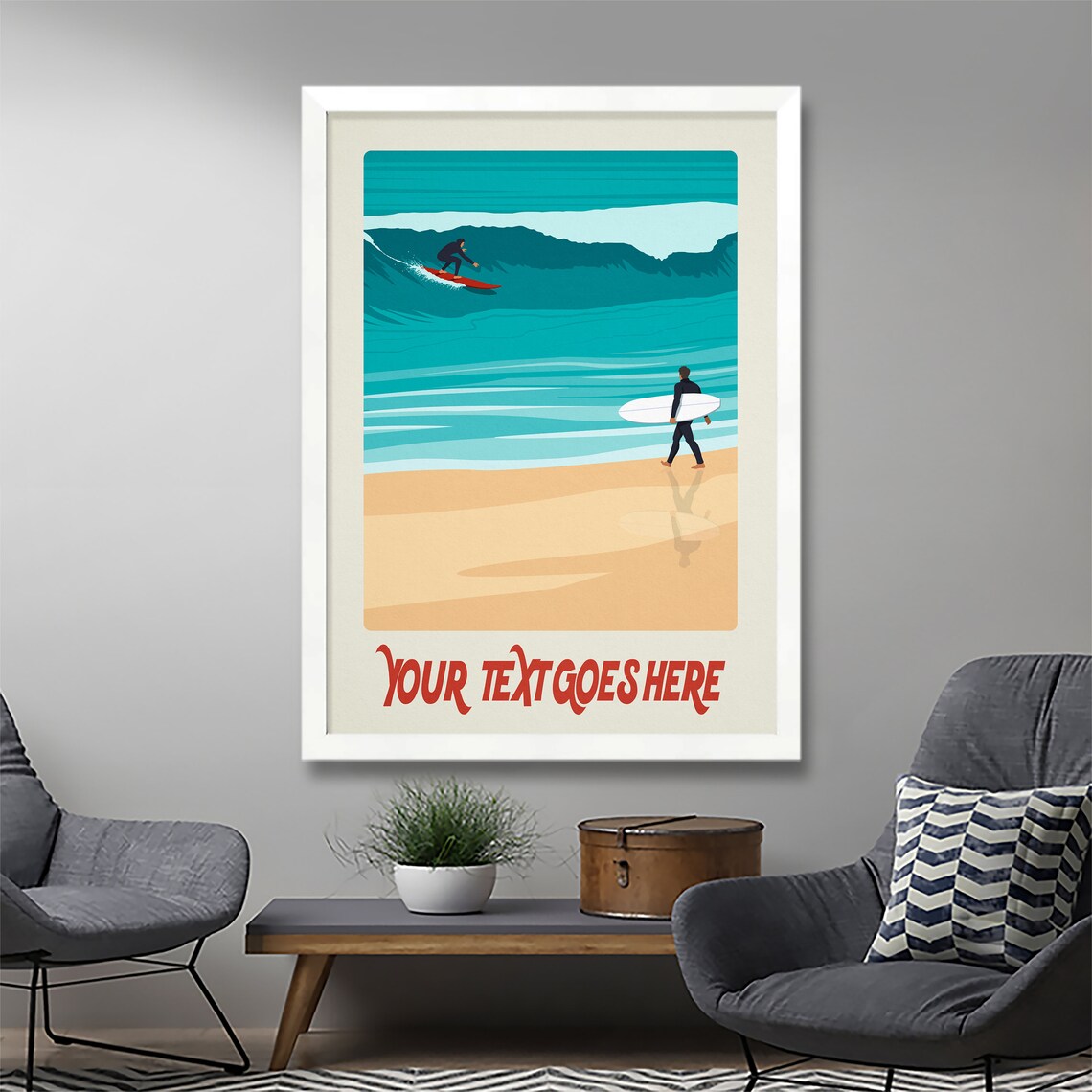 Personalised Surf Gift Custom Surf Art Print Surfing Poster Personalised Surfing Art Personal Surf Gift - Image 3