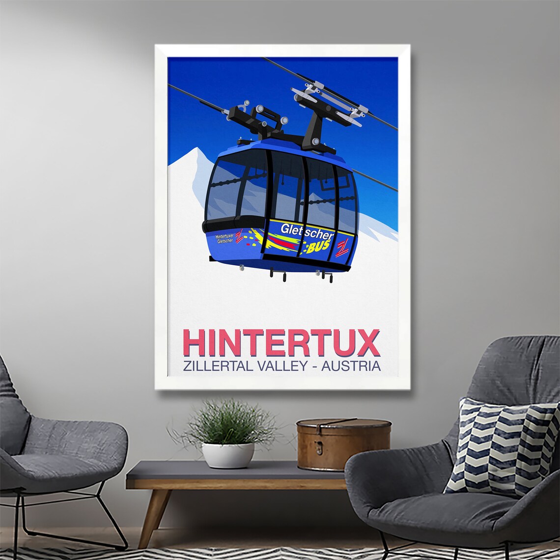 Hintertux Ski Resort Travel Poster, Ski Print - Image 2