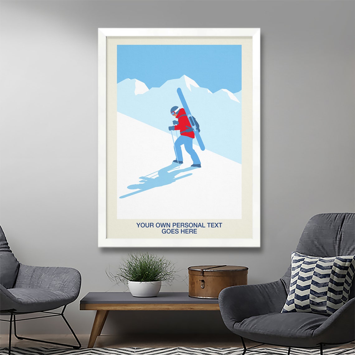 Personalised Backcountry Freeskier Hiking Custom Ski Gift Poster - Image 2