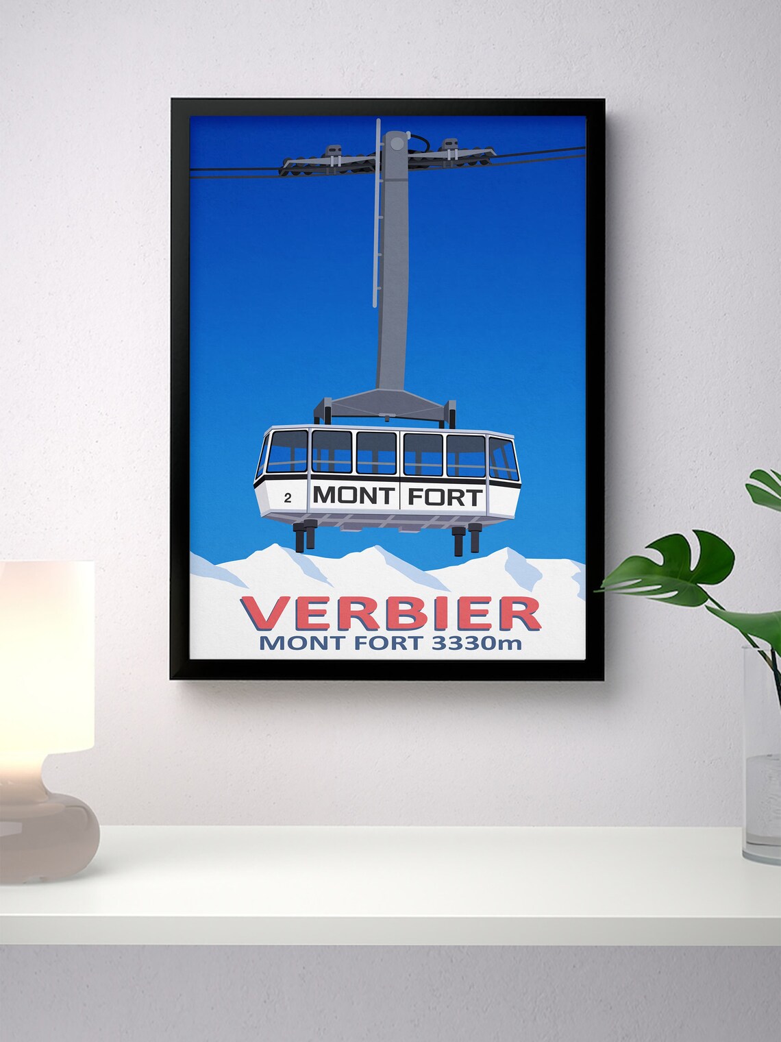 Verbier Vintage Cable Car Travel Poster - Image 4