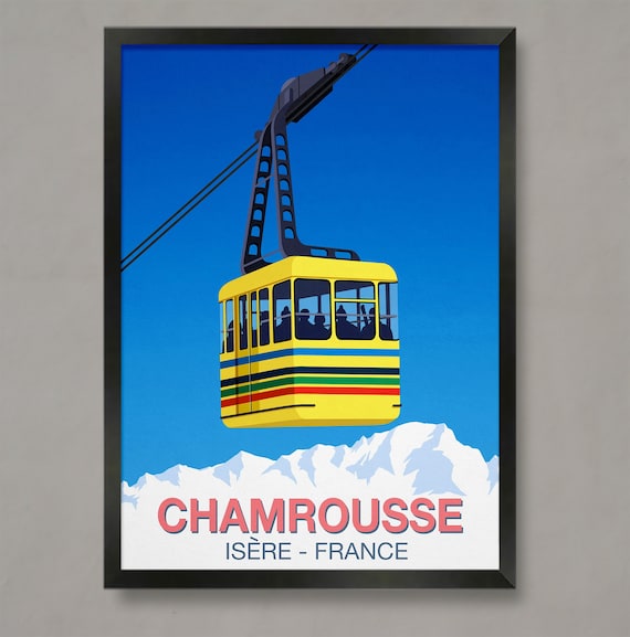 Chamrousse Ski Resort Poster, Snowboard Travel Poster