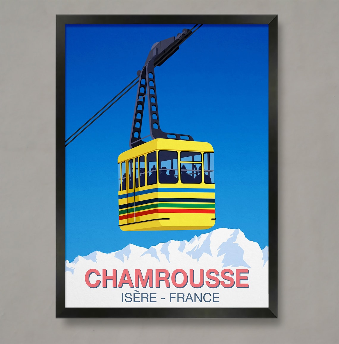 Chamrousse Ski Resort Poster, Snowboard Travel Poster