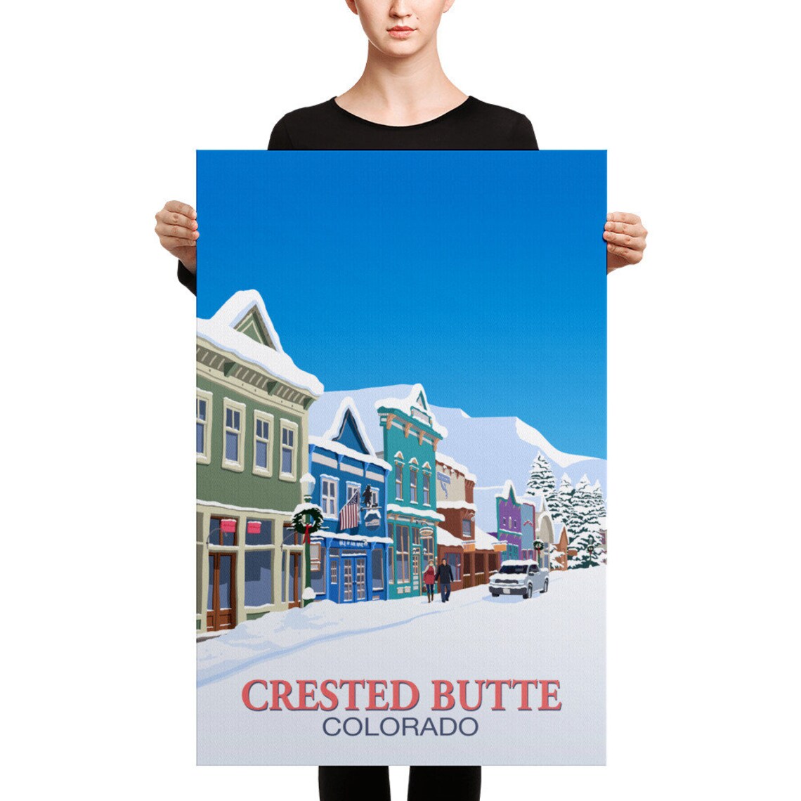 Crested Butte Colorado Snowy Main Street Victorian Town Winter Poster - Image 2