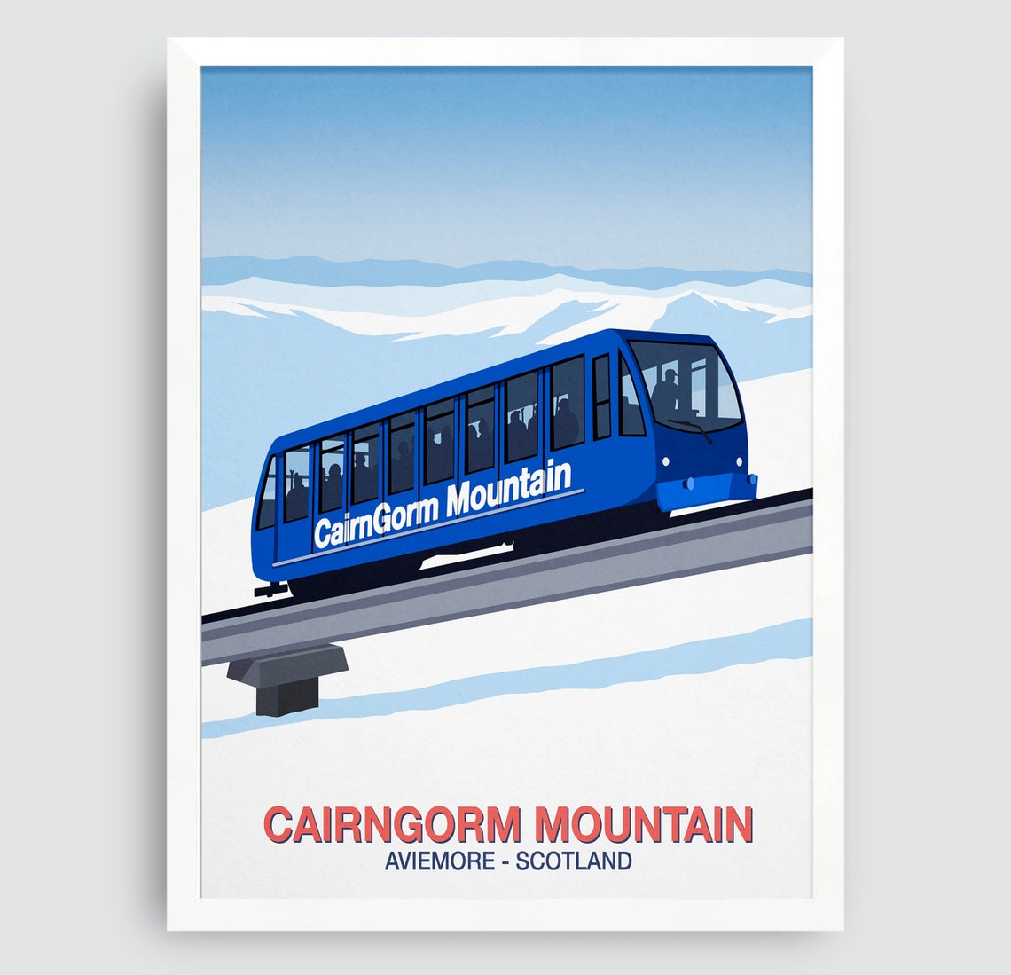 Cairngorm Mountain Poster with Blue Funicular Train Aviemore Scotland - Image 3