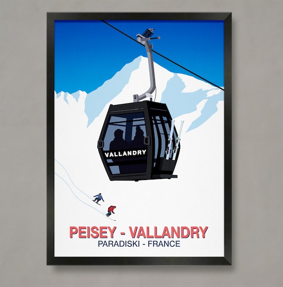 Peisey Vallandry Paradiski France Gondola Alpine Ski Travel Poster