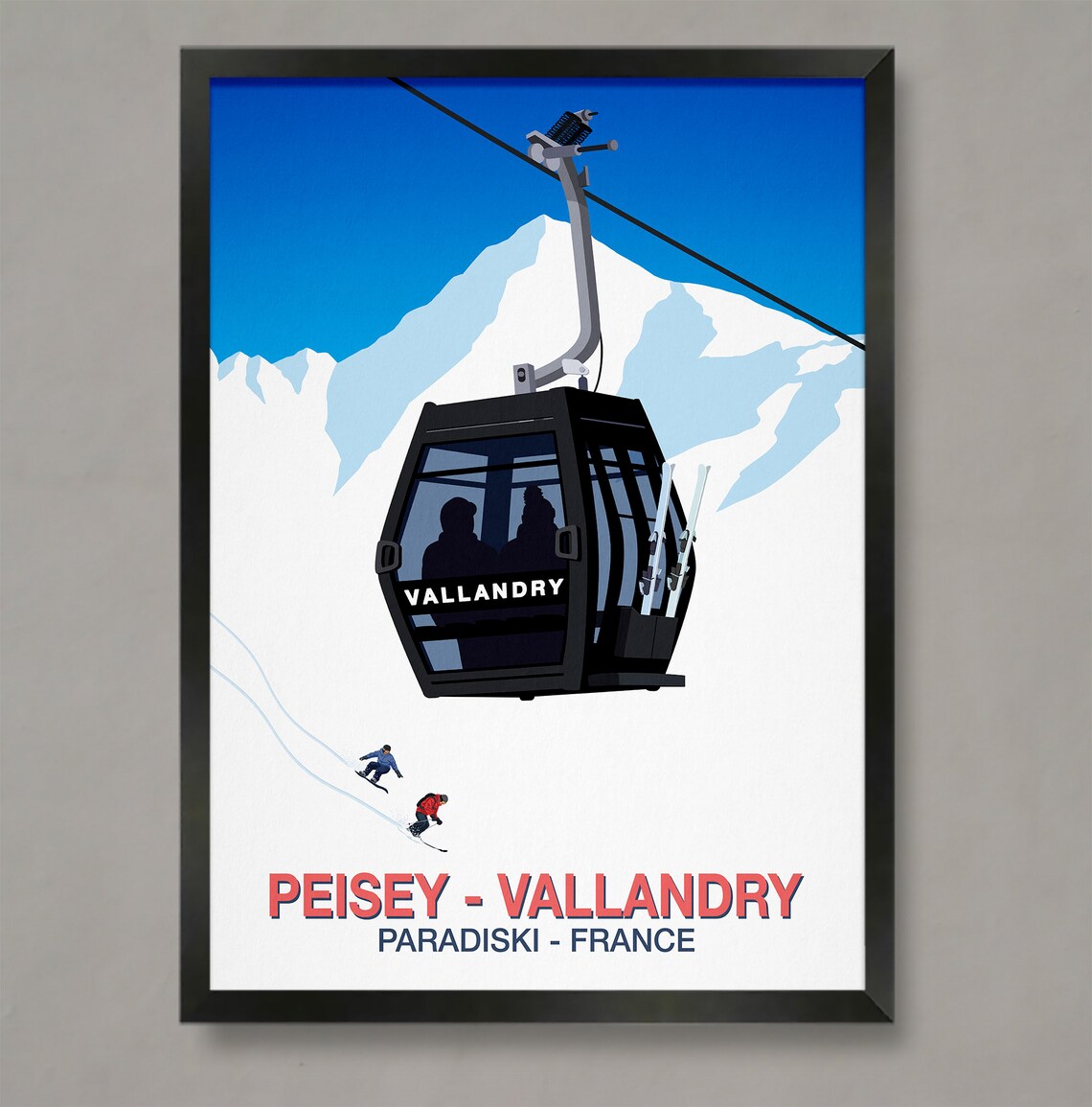Peisey Vallandry Paradiski France Gondola Alpine Ski Travel Poster