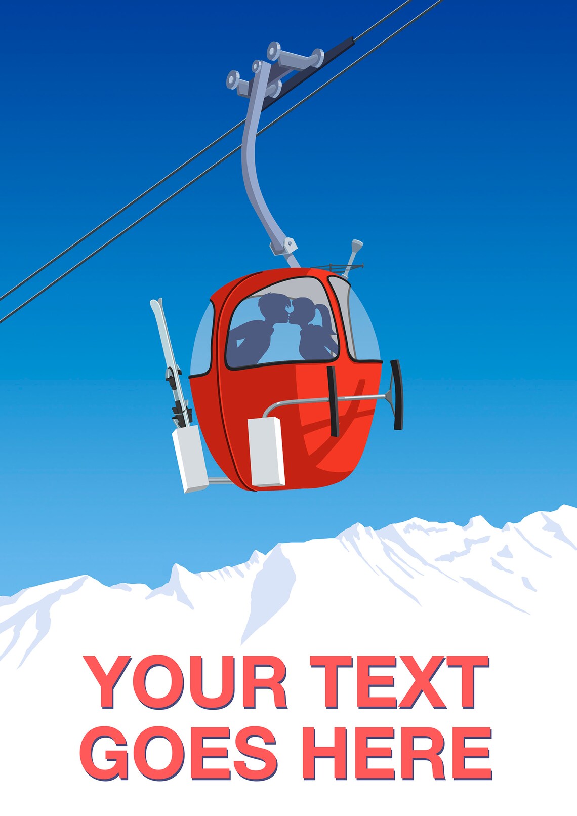 Personalized Ski Art, Vintage Gondola Poster - Image 2