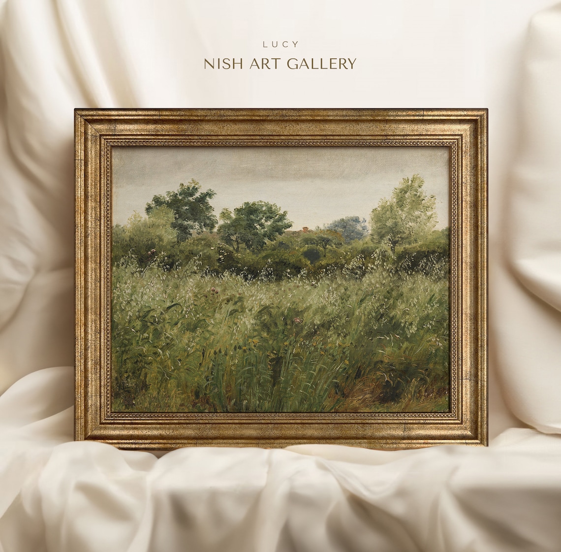 Country Meadow Landscape Painting Art Print