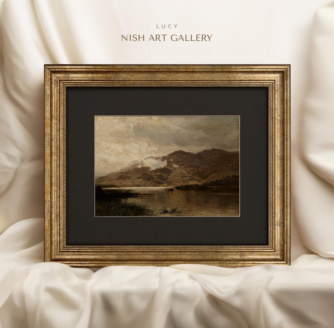 Framed Mountain Art Print Dark Moody Landscape Black Matted