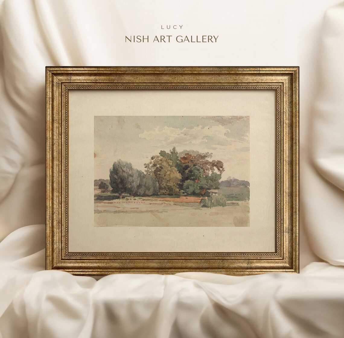 Vintage Landscape Art Print, Antique Replica