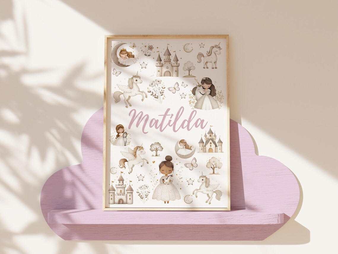 Personalized Unicorn Nursery Art Print for Girls