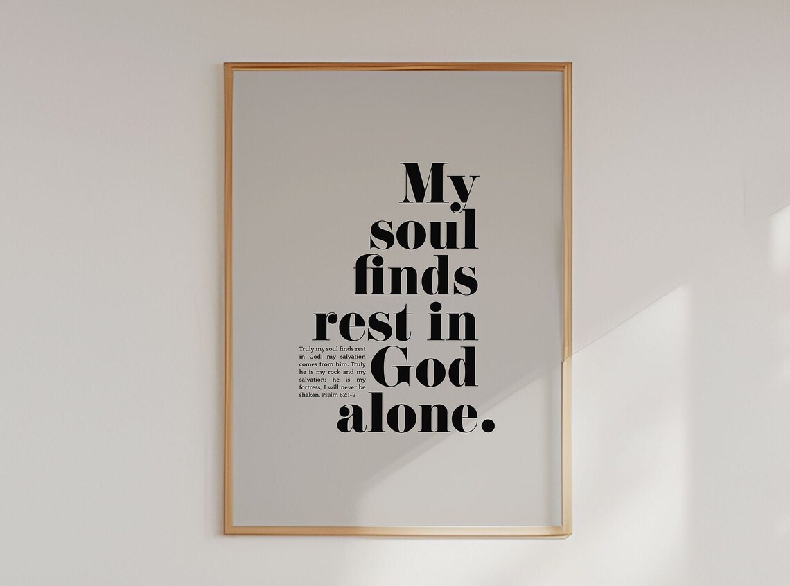 Psalm 62 Scripture Wall Art Print, Christian Verse