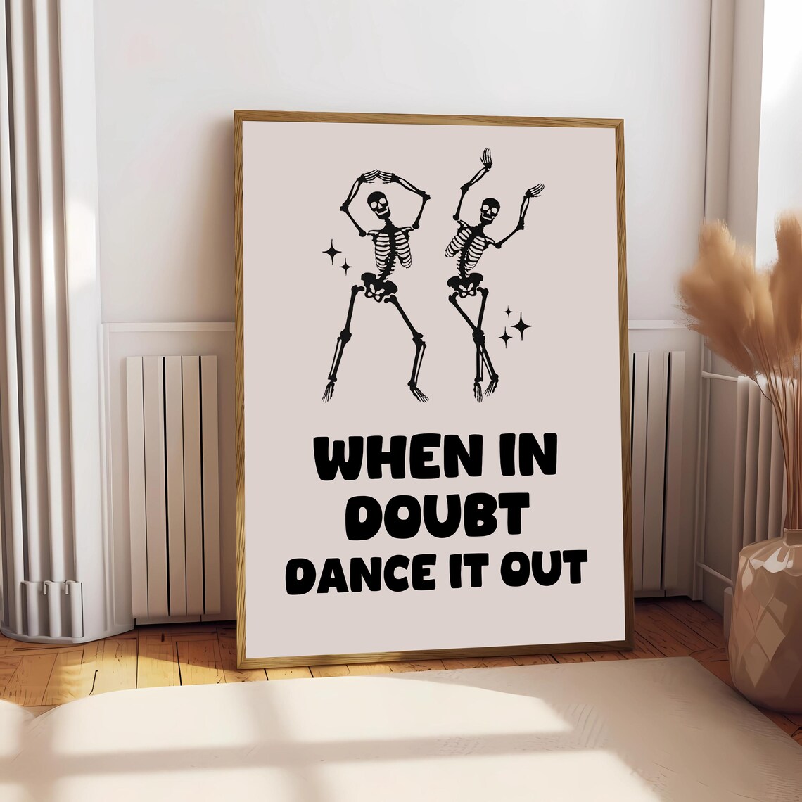 When In Doubt Dance It Out Neutral Dancing Skeleton Quote Poster - Image 2