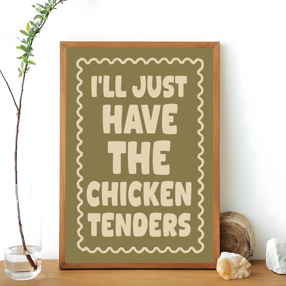 Ill Just Have The Chicken Tenders Print Retro Olive Green Kitchen Print Kitchen Decor Kitchen Wall Art Kitchen Poster Funny Quote Print - Image 3