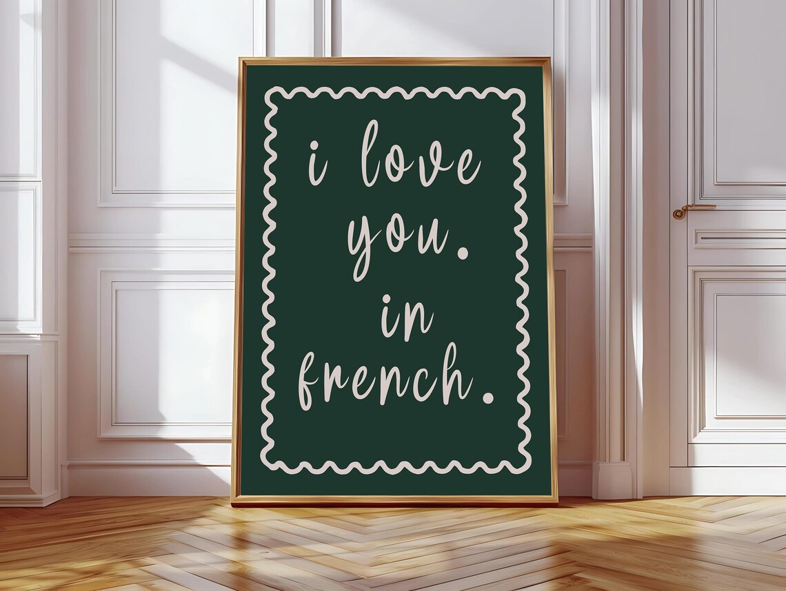 I Love You In French, Romantic Quote Poster