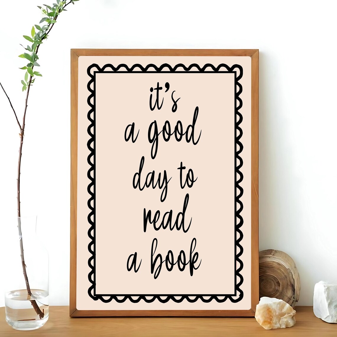 It's A Good Day To Read A Book Cream Bookish Script Quote Poster - Image 3