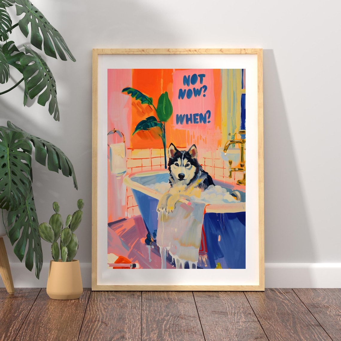 Siberian Husky Bathroom Art, Maximalist Dog Print - Image 3