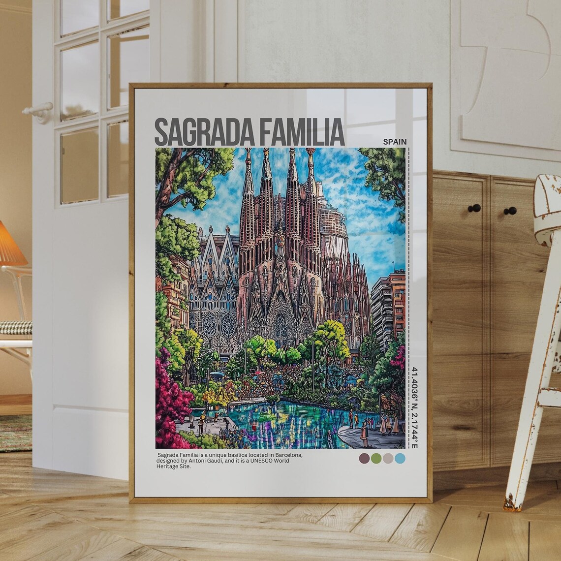 Sagrada Familia Barcelona Gaudi Basilica Daytime Travel Poster