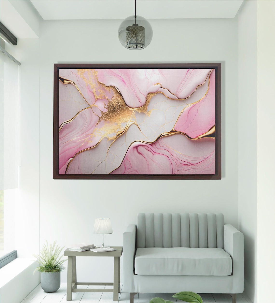 Pink Gold Marble Abstract Painting, Luxury Decor - Image 4