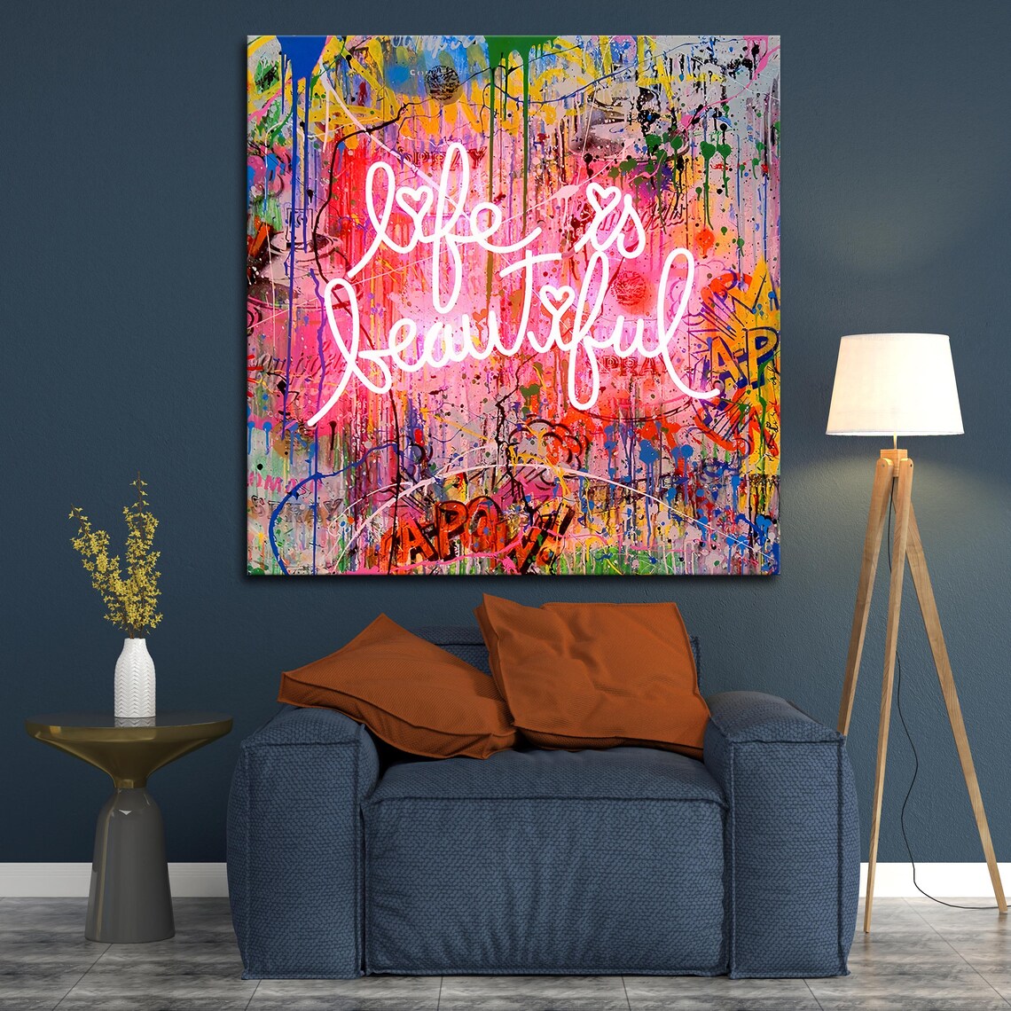 Life Is Beautiful Graffiti Pop Art, Motivational - Image 2