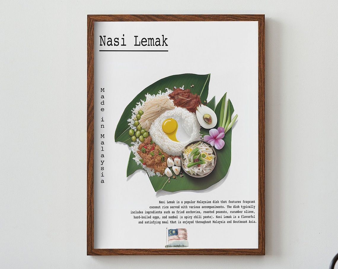 Nasi Lemak Malaysian National Dish Made in Malaysia Food Art Poster