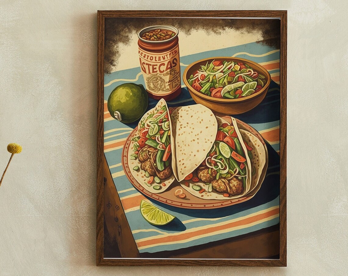 Mexican Street Taco Dinner Fiesta Food Still Life Artwork Poster